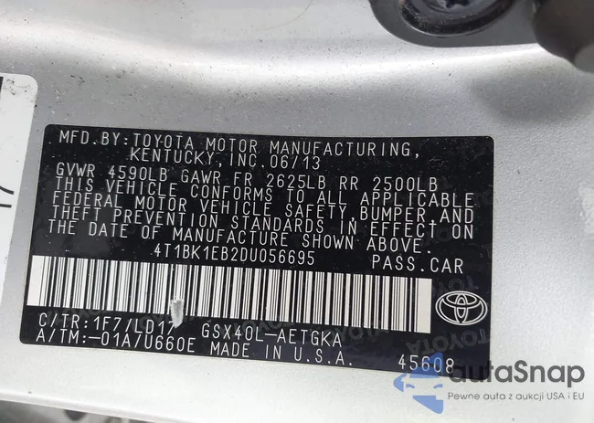 4T1BK1EB2DU056695: 43928278