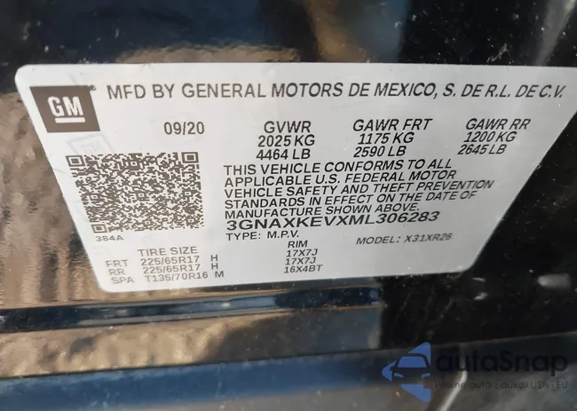 3GNAXKEVXML306283: 43928287