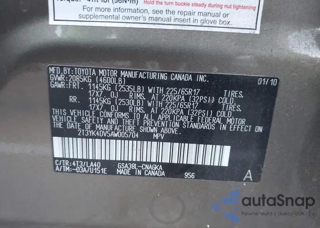 2T3YK4DV5AW005704: 43928355