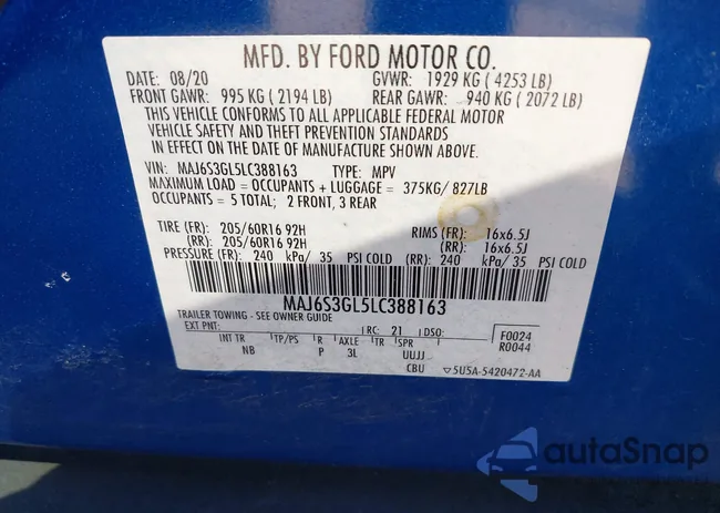 MAJ6S3GL5LC388163: 43927562