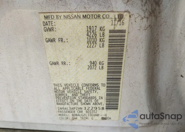 1N4AL3AP2HN322958: 43928910