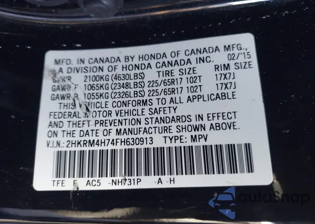 2HKRM4H74FH630913: 43929012