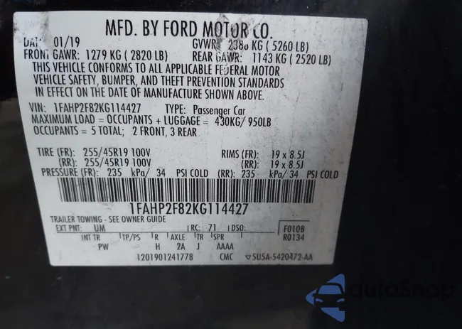 1FAHP2F82KG114427: 43929069