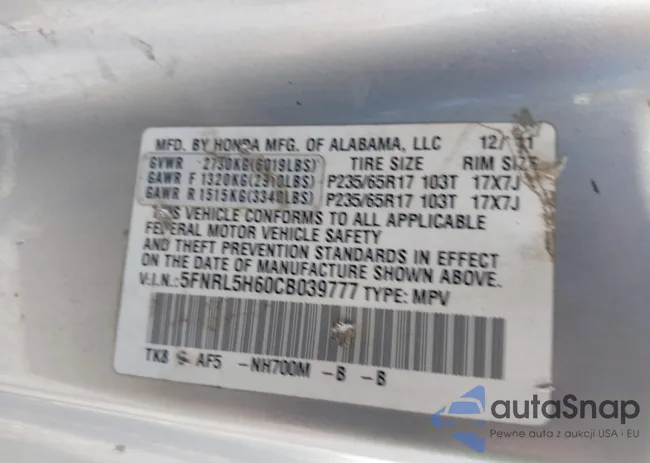 5FNRL5H60CB039777: 43929103