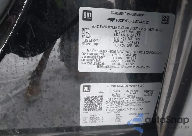 1GCPYBEK1MZ442512: 43929190