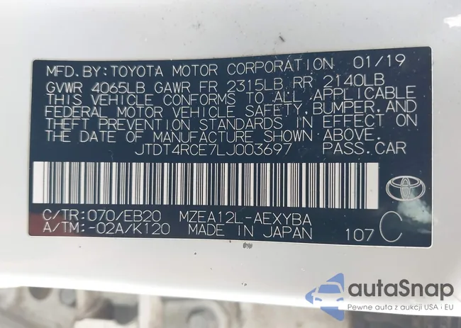 JTDT4RCE7LJ003697: 43929192