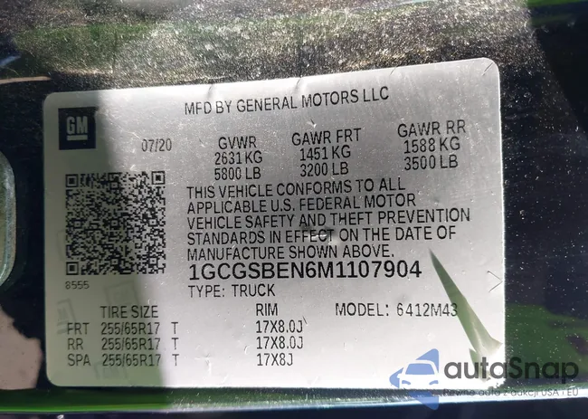 1GCGSBEN6M1107904: 43929199