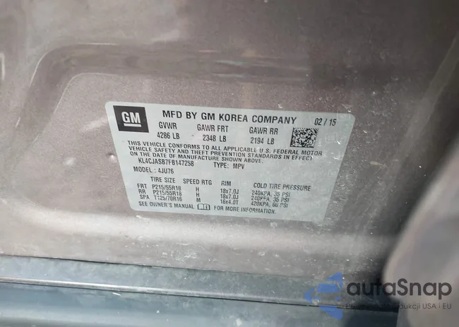 KL4CJASB7FB147258: 43929260