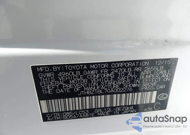 JTHBZ1BL7GA002276: 43929290