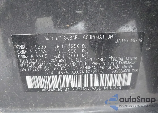 4S3GTAA67K1755190: 43929345