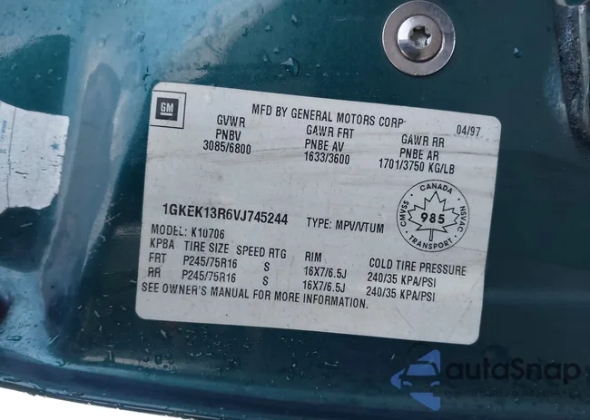 1GKEK13R6VJ745244: 43929355