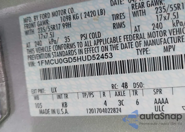 1FMCU0GD5HUD52453: 43928408