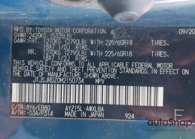 JTJSJRDZ0M2150734: 43928584