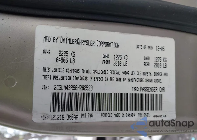 2C3LA43R96H282529: 43928644