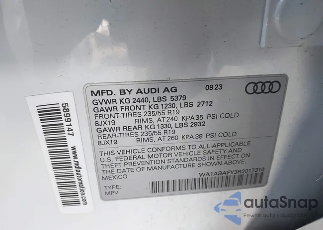 WA1ABAFY3R2017310: 43928724