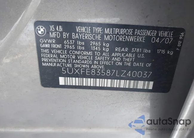 5UXFE83587LZ40037: 43929819