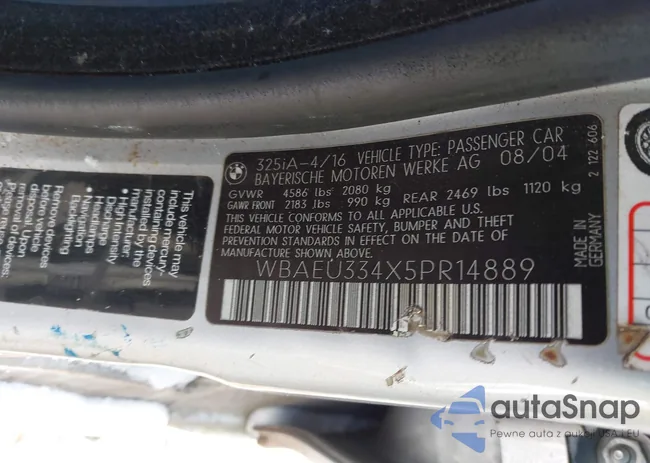 WBAEU334X5PR14889: 43929835