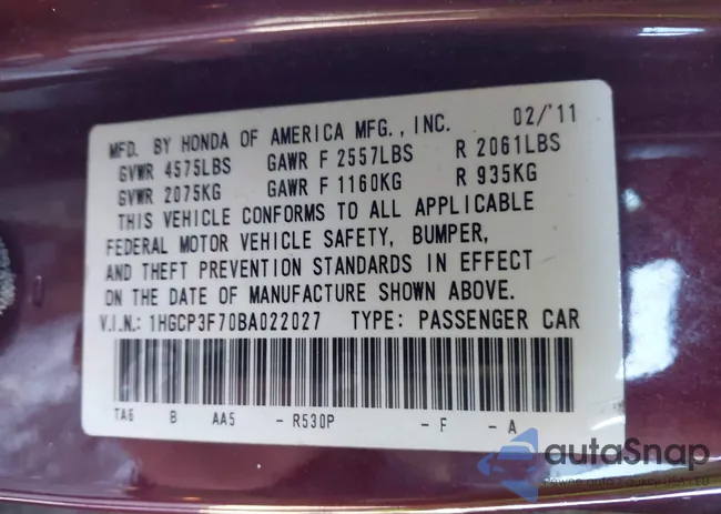 1HGCP3F70BA022027: 43929852