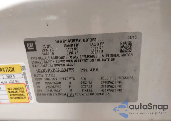 1GKKVRKD0FJ334759: 43929957