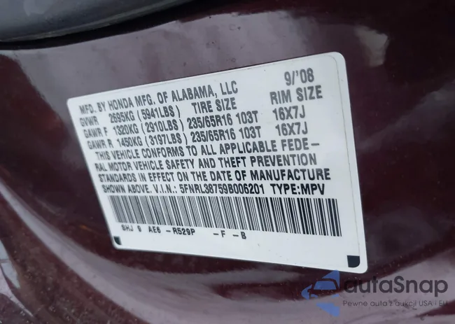 5FNRL38759B006201: 43930050