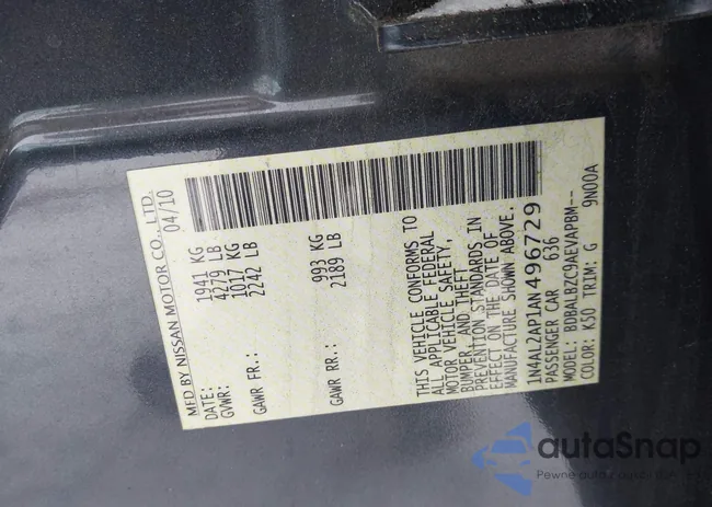 1N4AL2AP1AN496729: 43930082