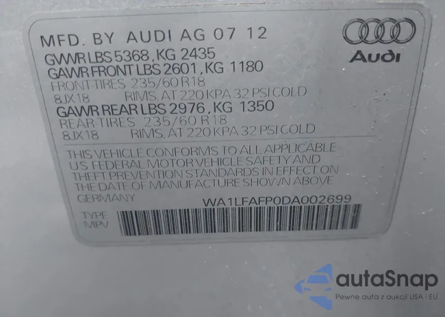 WA1LFAFP0DA002699: 43930140