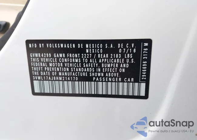 3VWL17AJ8HM214170: 43930200