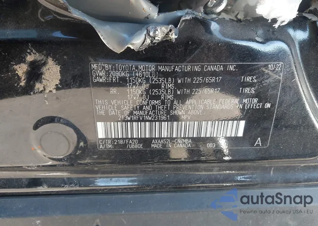 2T3W1RFV1NW231961: 43930294