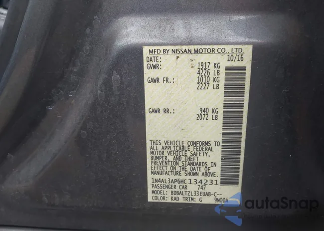 1N4AL3AP6HC134231: 43930361