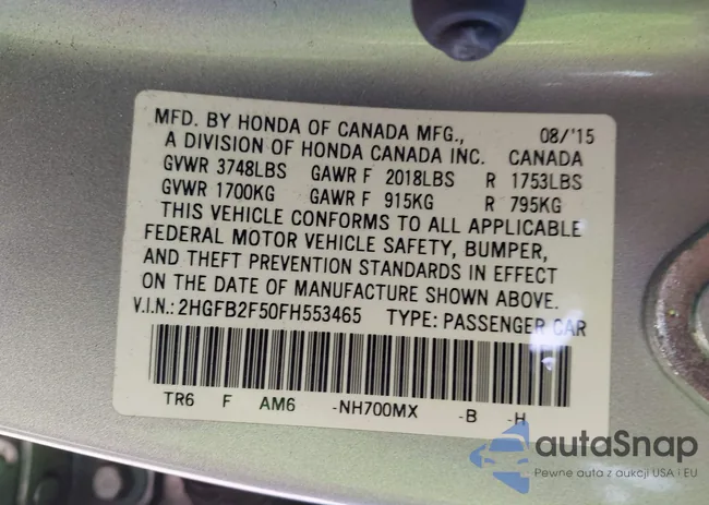 2HGFB2F50FH553465: 43929462