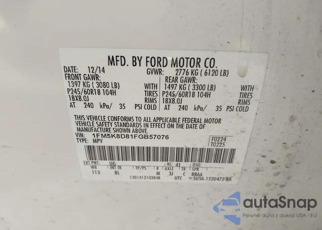 1FM5K8D81FGB57076: 43929498