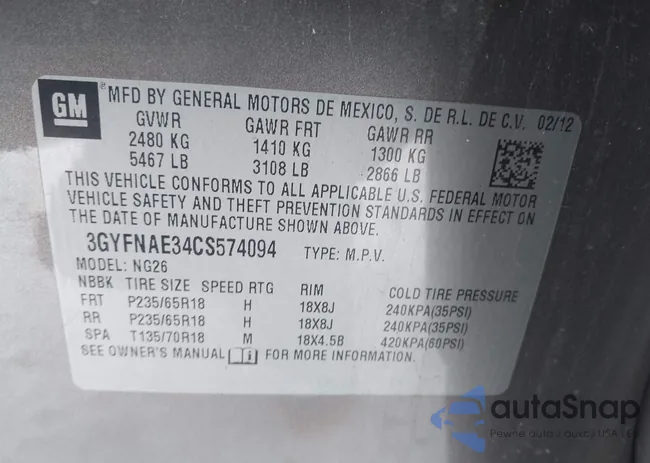 3GYFNAE34CS574094: 43929547