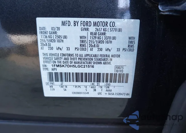 1FMSK7DH5LGC21516: 43929602