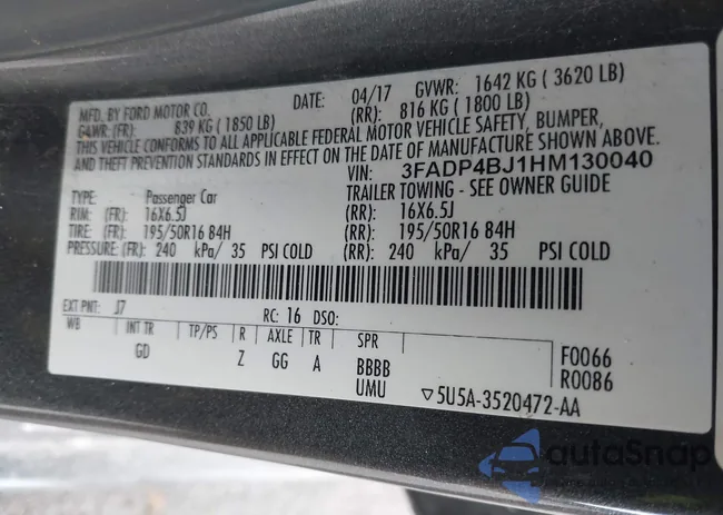 3FADP4BJ1HM130040: 43929628