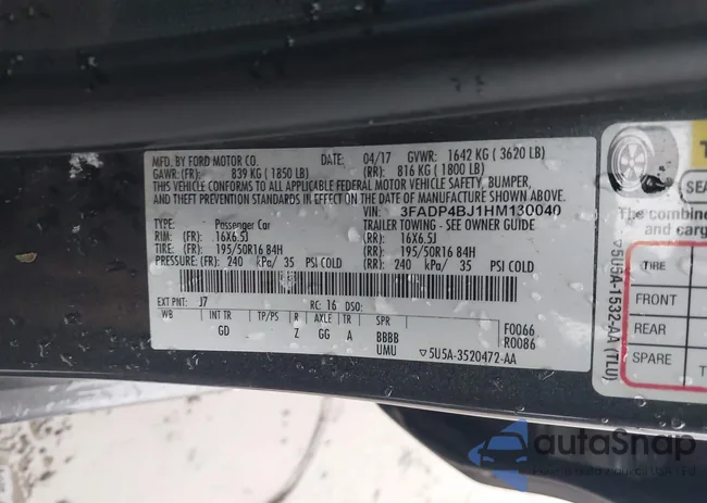 3FADP4BJ1HM130040: 43929628