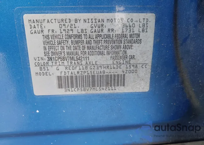 3N1CP5BV7ML542111: 43929702