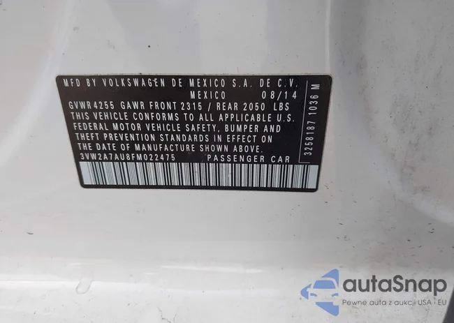 3VW2A7AU8FM022475: 43930779