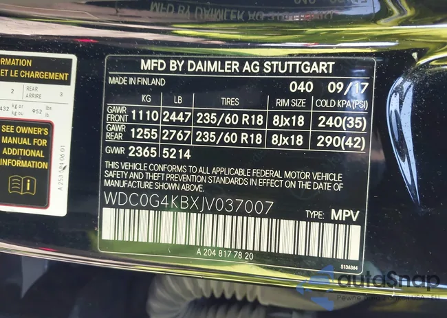 WDC0G4KBXJV037007: 43930827