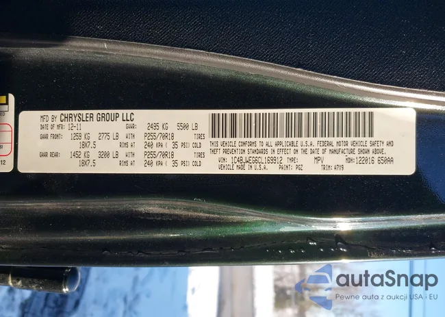 1C4BJWEG6CL169912: 43930892