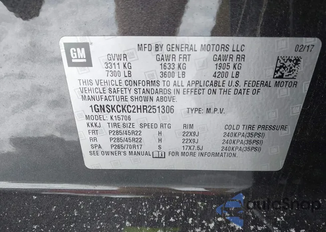 1GNSKCKC2HR251306: 43930964