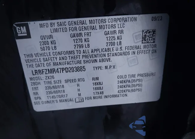 LRBFZMR47PD203885: 43930981