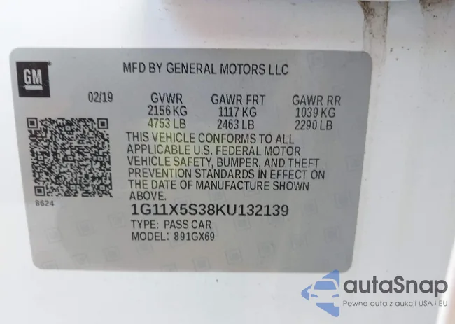 1G11X5S38KU132139: 43931175