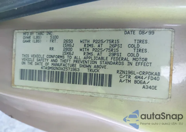 4TASM92N3XZ571963: 43931180