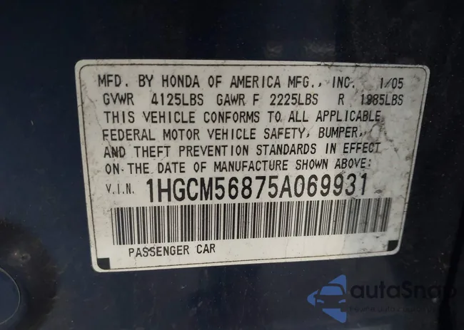 1HGCM56875A069931: 43931243