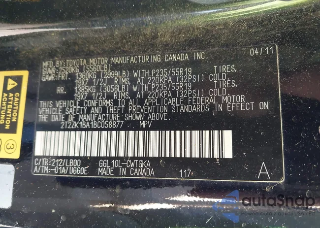 2T2ZK1BA1BC058877: 43931282