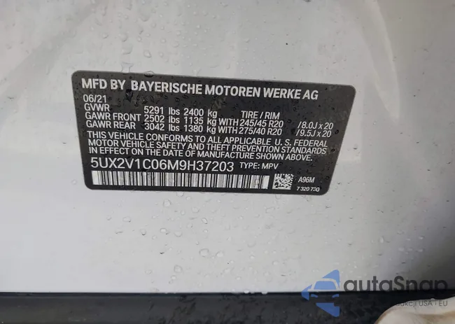 5UX2V1C06M9H37203: 43930410