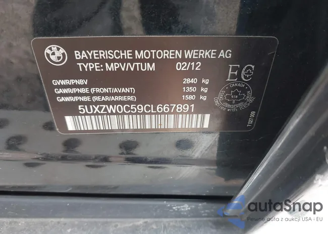 5UXZW0C59CL667891: 43930485