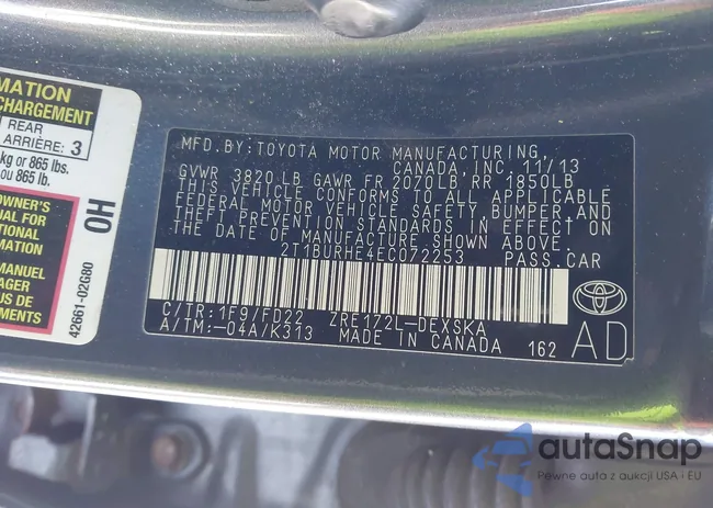 2T1BURHE4EC072253: 43930551