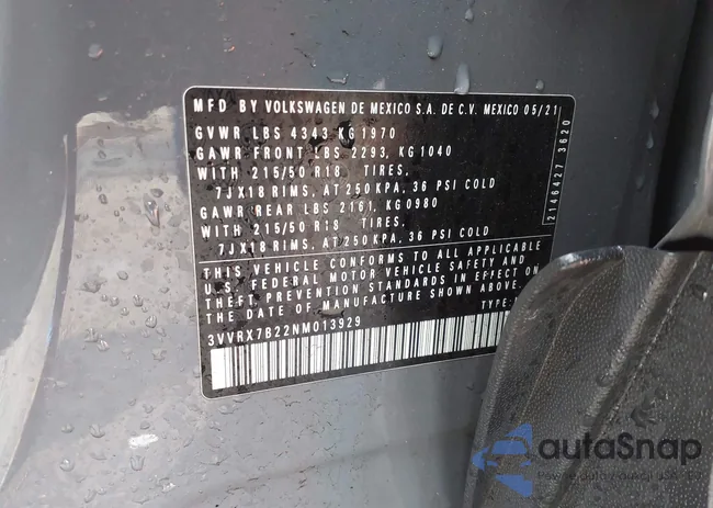 3VVRX7B22NM013929: 43930698