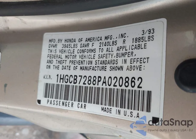 1HGCB7288PA020862: 43930765